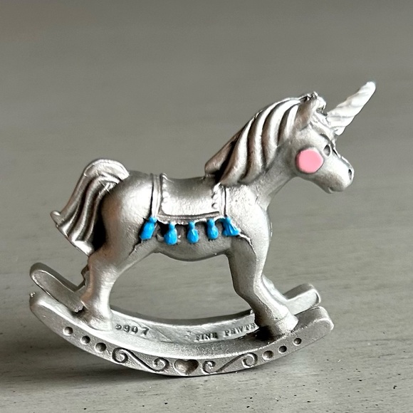 Royal Selangor Miniature Fine Pewter Unicorn Rocking Figurine  #2907 Vintage 80s - Picture 1 of 9